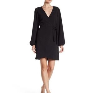Long sleeve MADEWELL mini faux wrap dress with side tie